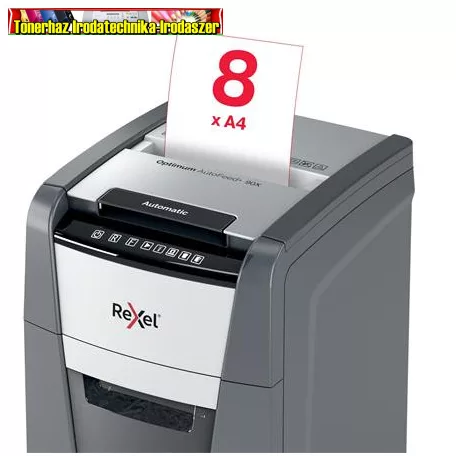 REXEL, Optimum AutoFeed+ 90X AUTOMATA Iratmegsemmisítő, konfetti, 90 lap, 