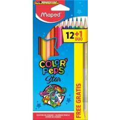   MAPED SZÍNES CERUZA 12 DARABOS HÁROMSZÖG+ 1db arany-ezüst ceruza 832021