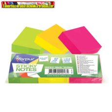 Forpus Öntapadó jegyzettömb 50x40mm neon vegyes színek  DB-ÁR  (3db/csom) info notes (51x38) 100lap/db)