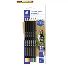  STAEDTLER Lumocolor 108 Színes ceruza készlet (6db/készlet) henger alakú, mindenre író, vízálló (glasochrom), 