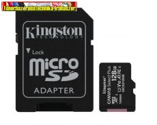 SD Micro memóriakártya 128GB XC Kingston +Adapter, CL10 SDCS2/128GB