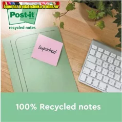   Öntapadó jegyzettömb, 38x51 mm, 100 lap, környezetbarát, 3M POST-IT Nature, vegyes (LPN6531GB)