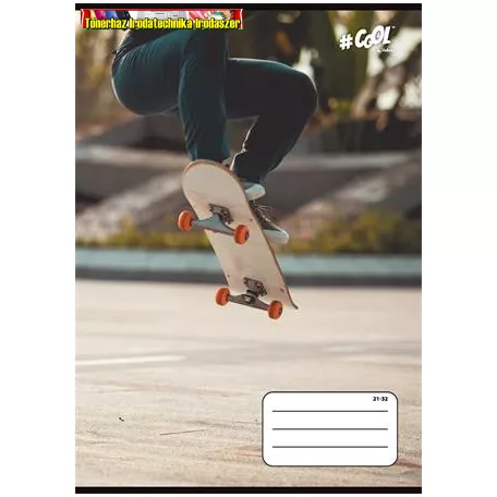 Füzet, tűzött, A5, vonalas, 32 lap, 4-8. osztály, COOL BY VICTORIA, Skateboard, 21-32