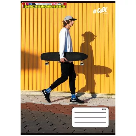 Füzet, tűzött, A5, vonalas, 32 lap, 4-8. osztály, COOL BY VICTORIA, Skateboard, 21-32