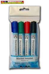 POINT Alkoholos marker készlet 4db-os  kúpos, 1-3mm fekete, kék,piros, zöld 
