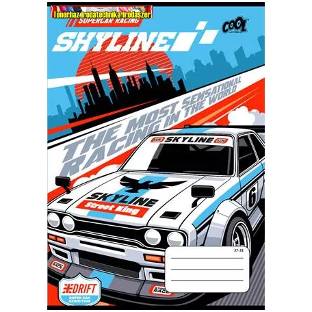 Füzet, tűzött, A5, kockás, 32 lap, COOL BY VICTORIA Race cars, 27-32
