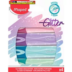   MAPED Glitter Fluo Peps Szövegkiemelő, 1-5 mm, vegyes pasztell színek 4DB/CS