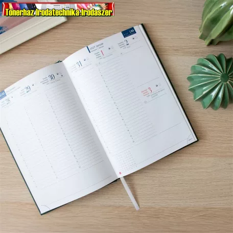 Standard határidőnapló, naptár, tervező, B/5 heti zöld (2027 évi) (agenda)