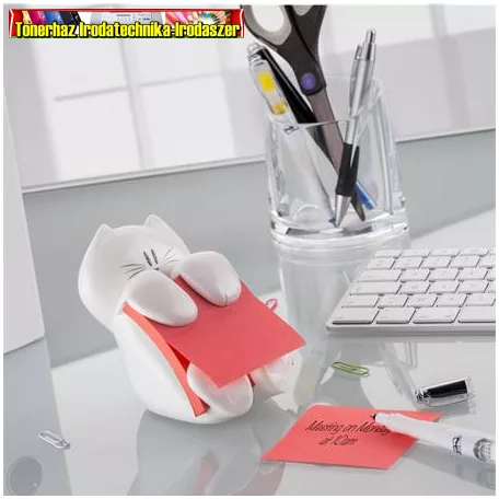 Jegyzettömb adagoló, "Z",  Cica, fehér, 3M POST-IT