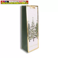 Dísztasak boros 12x36 cm havas fenyők (italtasak)