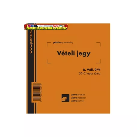 Vételi jegy 50x2 lapos tömb 140x140 mm  B.VALL.9/V