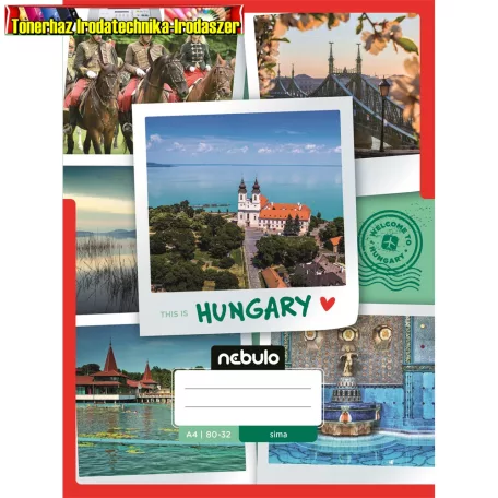 Füzet, A4, sima, 80-32, ország-város minták, Nebulo (A/4) (margós)