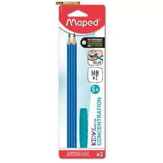   Írástanuló grafitceruza, HB, háromszögletű, szilikon vég, MAPED Kidy Learn Concentration 2 db-os csomag
