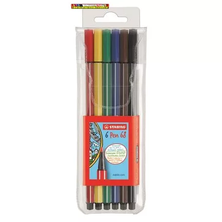 STABILO Pen 68, Rostirón készlet, 1 mm, 6 különböző szín (filctoll)(rostiron)