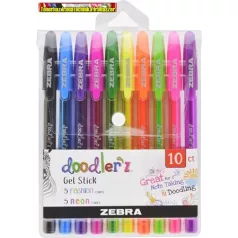   ZEBRA Doodler'z Neon & Fashion Zseléstoll készlet, 0,33 mm, kupakos,  10 vegyes szín
