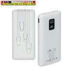   RIVACASE VA2210 Hordozható akkumulátor, beépített töltőkábelek, 10000mAh, 10W,  fehér (powerbank)