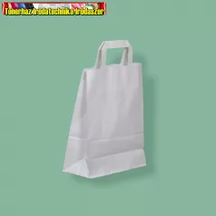 Szalagfüles papírtáska 22x28+10 cm fehér