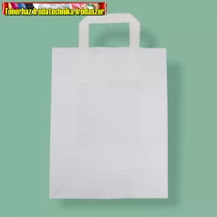 Szalagfüles papírtáska 22x28+10 cm fehér
