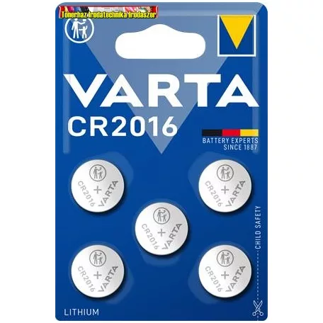 Varta CR2016 gombelem 5db-os  kiszerelés (db-ár)