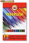   KOH-I-NOOR Progresso 8756/12 Színes ceruza készlet, henger alakú, famentes, 12 különböző szín/doboz