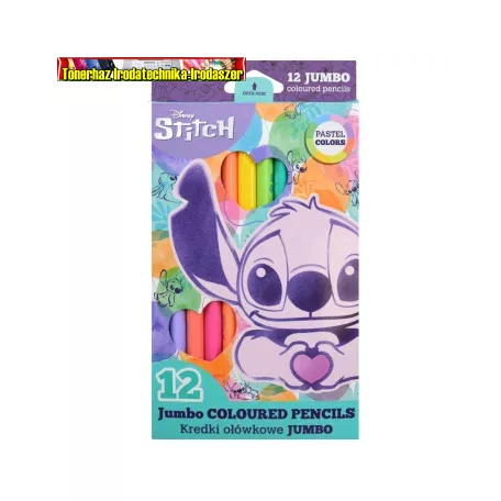 Stitch Színes ceruza készlet pasztell - Jumbo -  háromszögletű 12db/cs (92030)