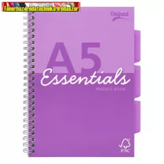   Spirálfüzet, A5, vonalas, 100 lap, PUKKA PAD Unipad Essentials Project Book, vegyes színben