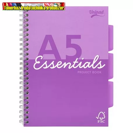 Spirálfüzet, A5, vonalas, 100 lap, PUKKA PAD Unipad Essentials Project Book, vegyes színben