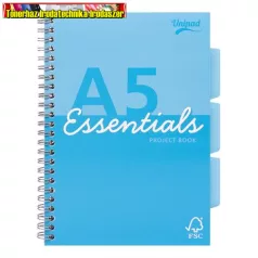   Spirálfüzet, A5, vonalas, 100 lap, PUKKA PAD Unipad Essentials Project Book, vegyes színben