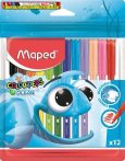   Filctoll készlet, 2 mm, kimosható, MAPED "Color'Peps Ocean", 12 különböző szín