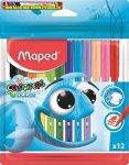   Filctoll készlet, 2 mm, kimosható, MAPED "Color'Peps Ocean", 12 különböző szín