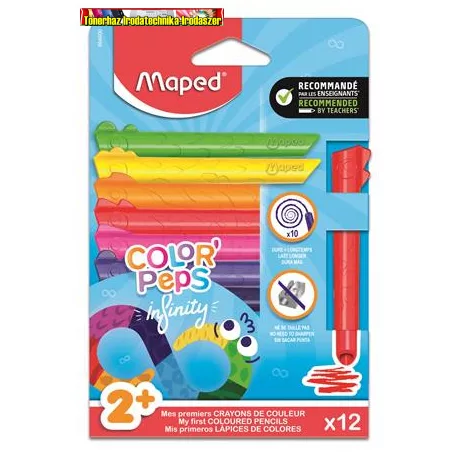 MAPED Color Peps Infinity Kidy Színes ceruza készlet, háromszögletű,  12 különböző szín