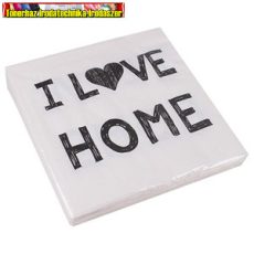Szalvéta 33 x 33 cm 3 rétegű I love home fehér (20 db/ csg)
