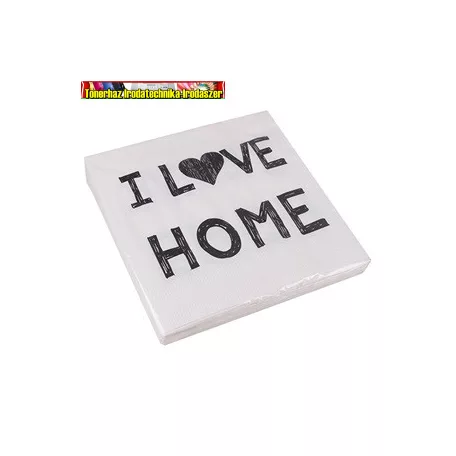Szalvéta 33 x 33 cm 3 rétegű I love home fehér (20 db/ csg)