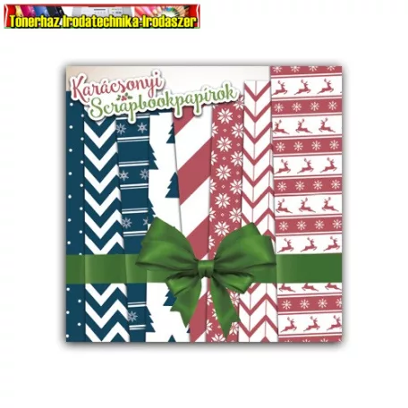 Karácsonyi kreatív scrapbook papírok 30x30 cm 24 lap piros-zöld 