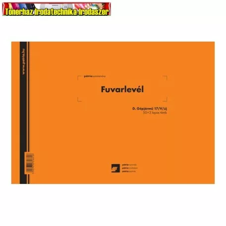 Fuvarlevél 50x3 lapos tömb A/4 fekvő PÁTRIA D.GEPJ.17/V/UJ