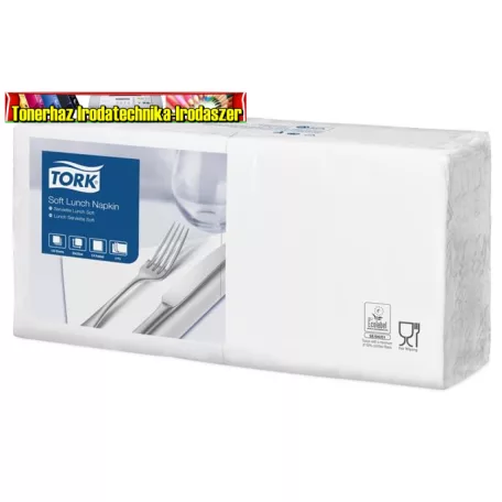 TORK Soft Lunch Szalvéta, 1/4 hajtogatott, 3 rétegű, 32,5x32,8 cm, Advanced, fehér (477414)