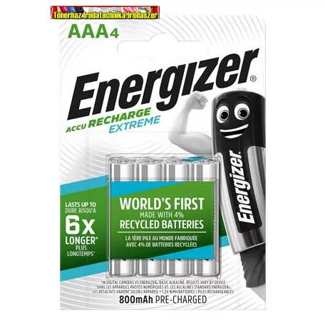 ENERGIZER Extreme Tölthető elem, AAA mikro, 4x800 mAh, előtöltött, 