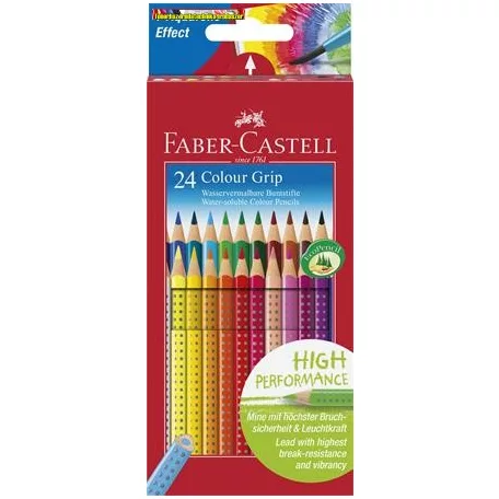 FABER-CASTELL Grip 2001 Aquarelle effect Színes ceruza készlet, háromszögletű,24 különböző szín 112424