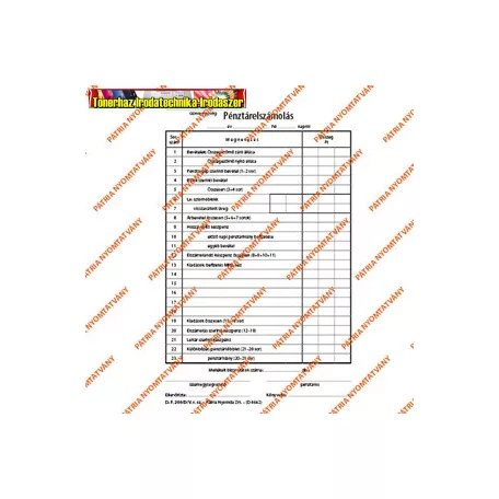 Pénztárelszámolás 25x2+2 lapos tömb A/5 álló (Pátria) D.F.200/D/V