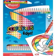   MAPED Color'Peps Oops Színes ceruza készlet, háromszügletű, radírozható,  24 különböző színben