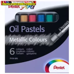   Pentel olajpasztell kréta készlet, PHN-M6 6 klf., metál szín