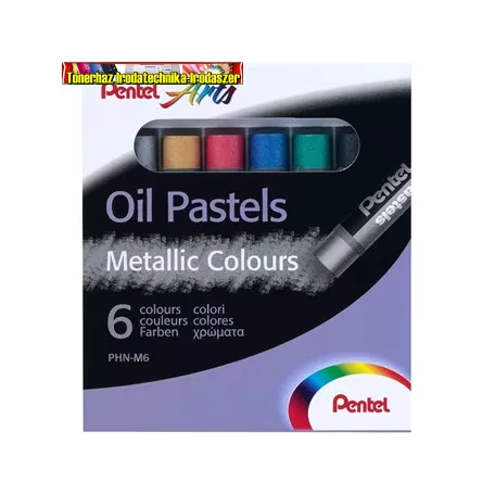 Pentel olajpasztell kréta készlet, PHN-M6 6 klf., metál szín