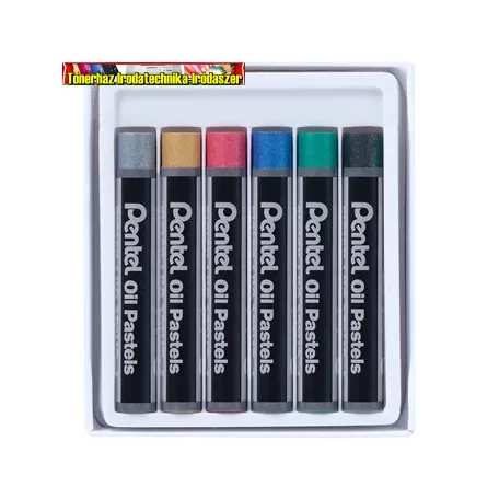 Pentel olajpasztell kréta készlet, PHN-M6 6 klf., metál szín