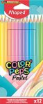   MAPED Color'Peps Pastel Színes ceruza készlet, háromszögletű,  12 különböző pasztell szín