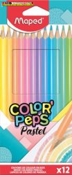 MAPED Color'Peps Pastel Színes ceruza készlet, háromszögletű,  12 különböző pasztell szín