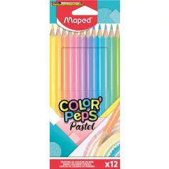   MAPED Color'Peps Pastel Színes ceruza készlet, háromszögletű,  12 különböző pasztell szín