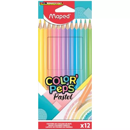 MAPED Color'Peps Pastel Színes ceruza készlet, háromszögletű,  12 különböző pasztell szín
