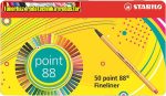   STABILO Point 88 Tűfilc készlet, 0,4 mm, fém doboz,  47+3 különböző szín/cs