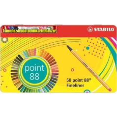   STABILO Point 88 Tűfilc készlet, 0,4 mm, fém doboz,  47+3 különböző szín/cs