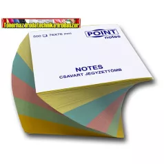   Point 76x76mm 500 lapos csavart jegyzettömb színes, pasztel színek, 5cm magas